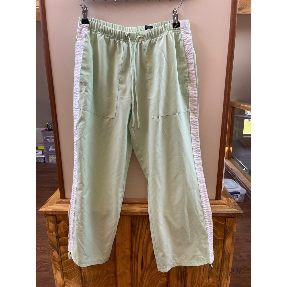 NY Jeans New York & Company Mint Green Ripstop Track Pants White Stripe Medium